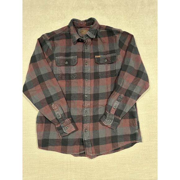 Orvis Other - ORVIS Mens Heavy Cotton Flannel Button up Multicolor Plaid Medium Red Black Grey